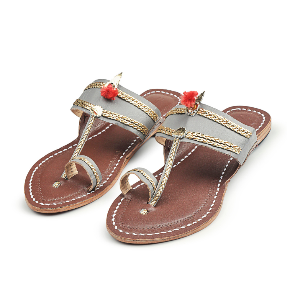 Korakori Headturner Grey Kolhapuri Slippers