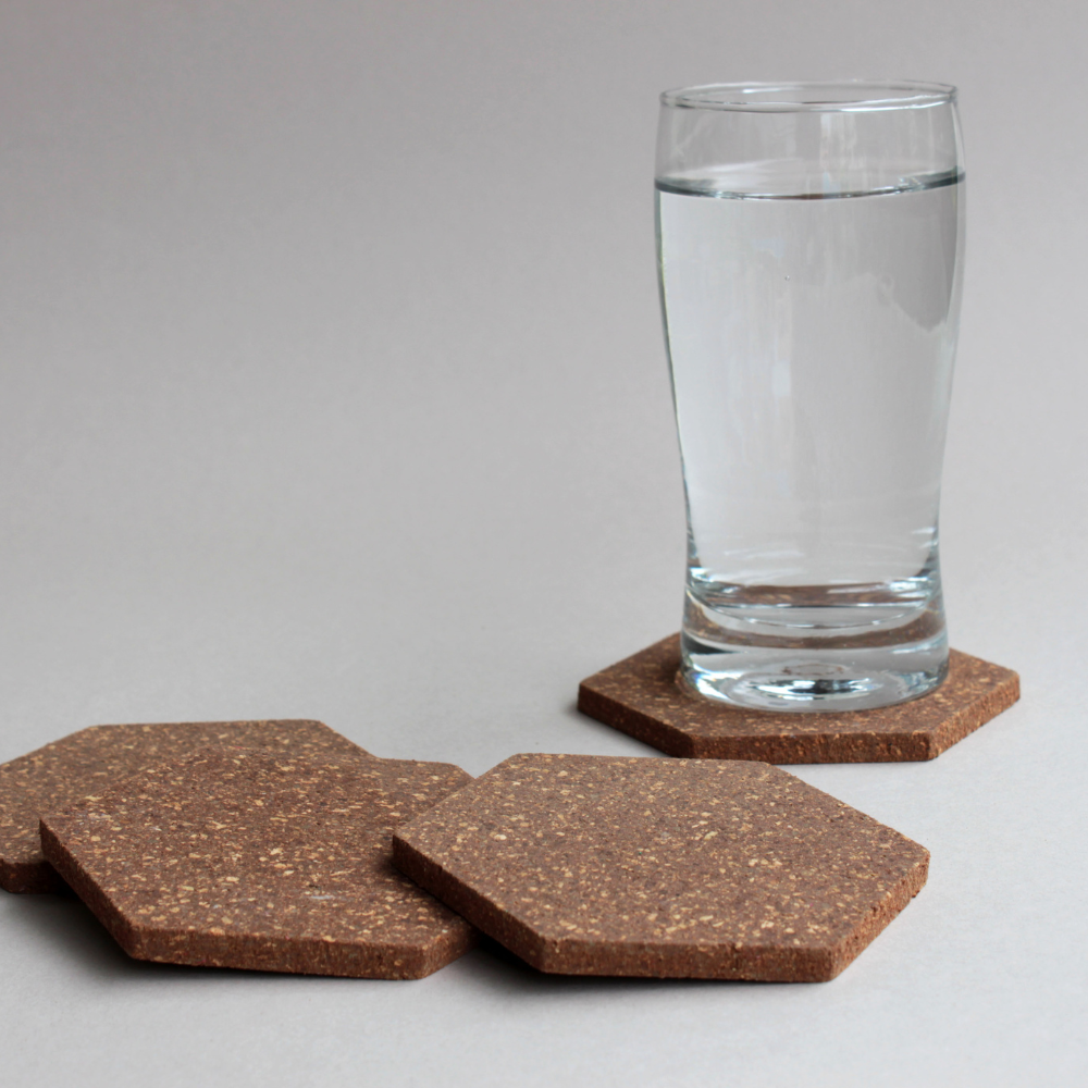 Hexagon Contemporary Dark Cork Coasters (Set of 6)