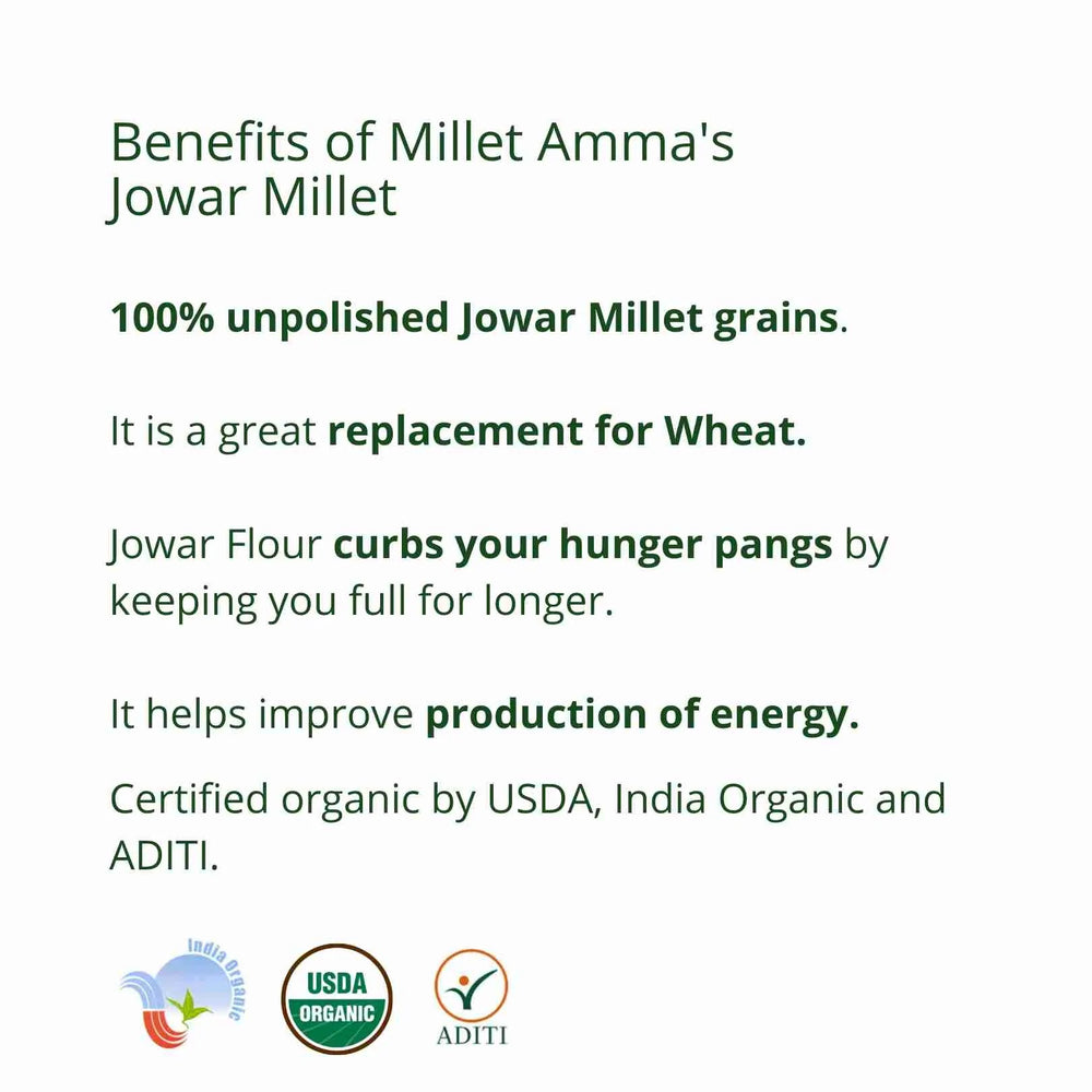 
                  
                    Millet Amma Organic Jowar (Sorghum) Millet Grains (500g)
                  
                