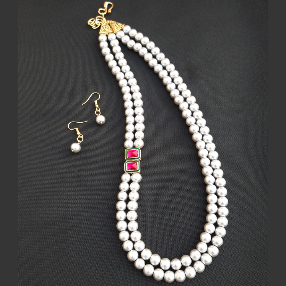 Classic Light Grey Shaded Pearls Necklace Set