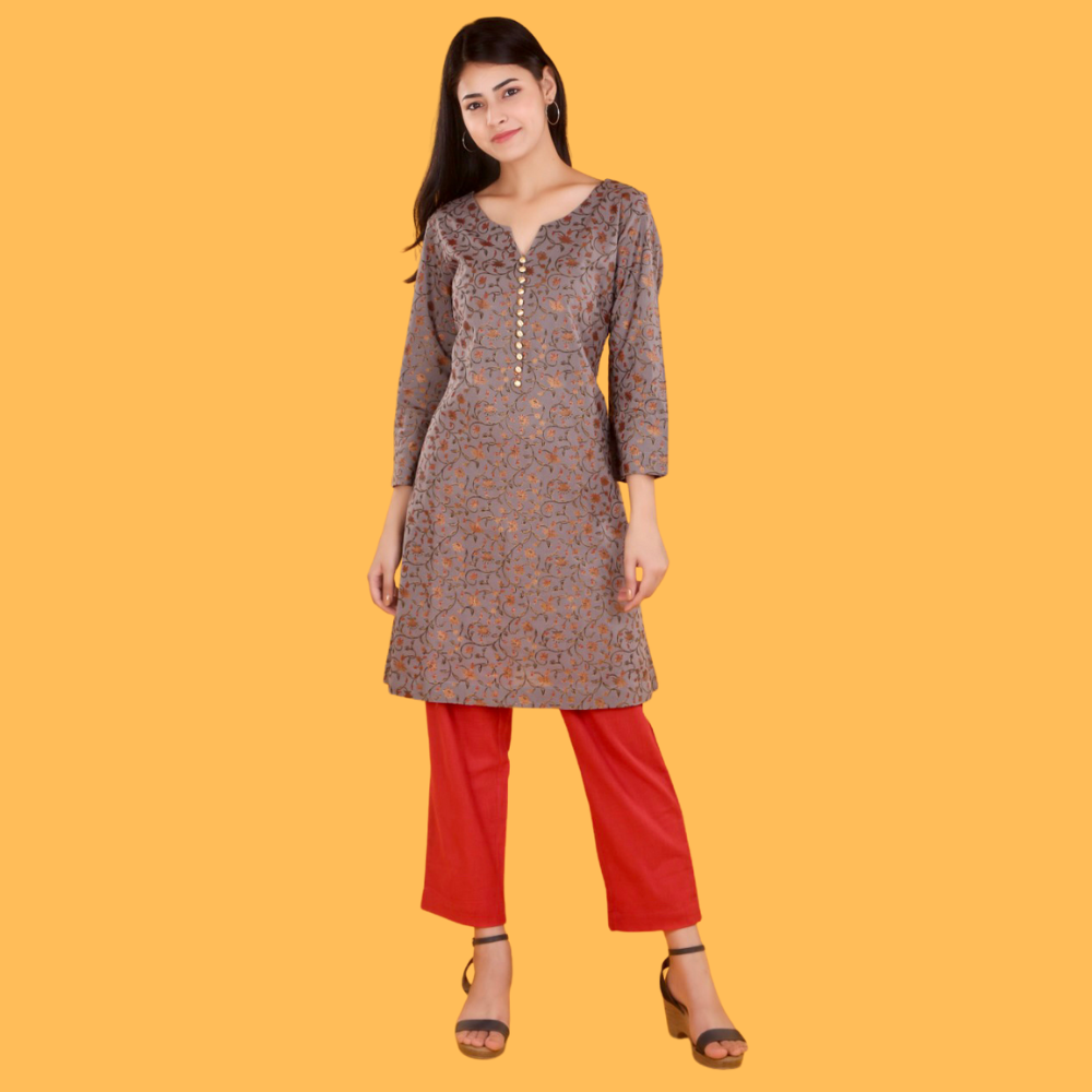 Miravi A Line Gold Print Kurti