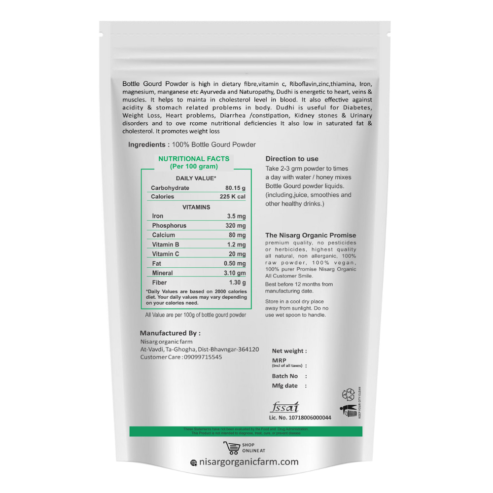 
                  
                    Nisarg Organic Farm Bottle Gourd Powder
                  
                