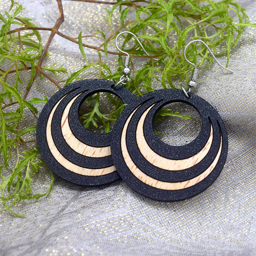 
                  
                    Wooden Earrings Round Earrings with Two Colour for Women
                  
                