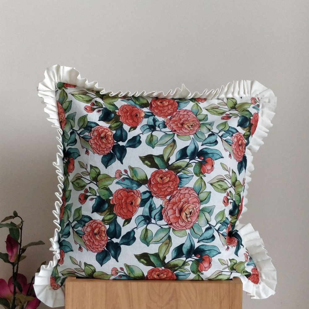 
                  
                    Floral Enhancement Ruffled Cushion Cover
                  
                