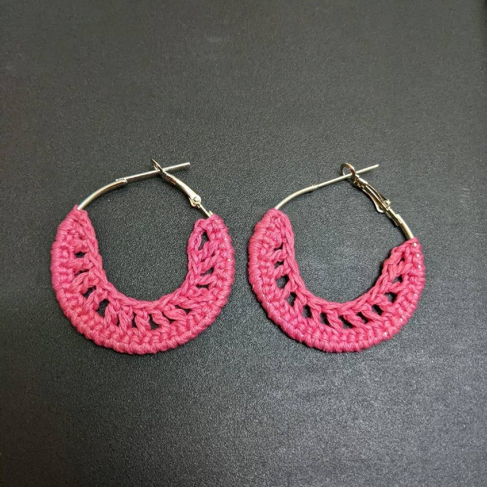 Moon Pink Crochet Small Hoop Earring