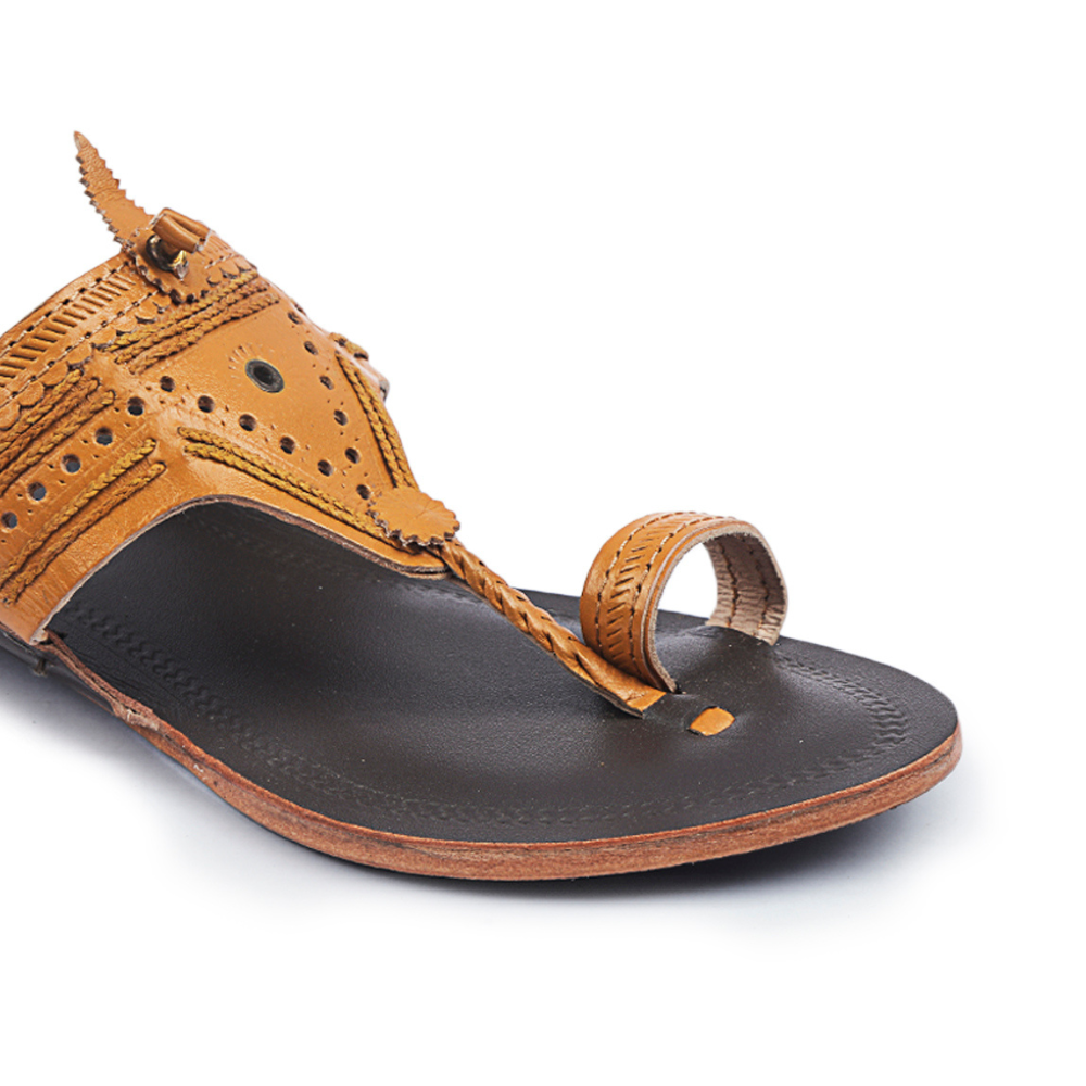 Buy SOLEPLAY Dark Tan Kolhapuri Sandals from Westside