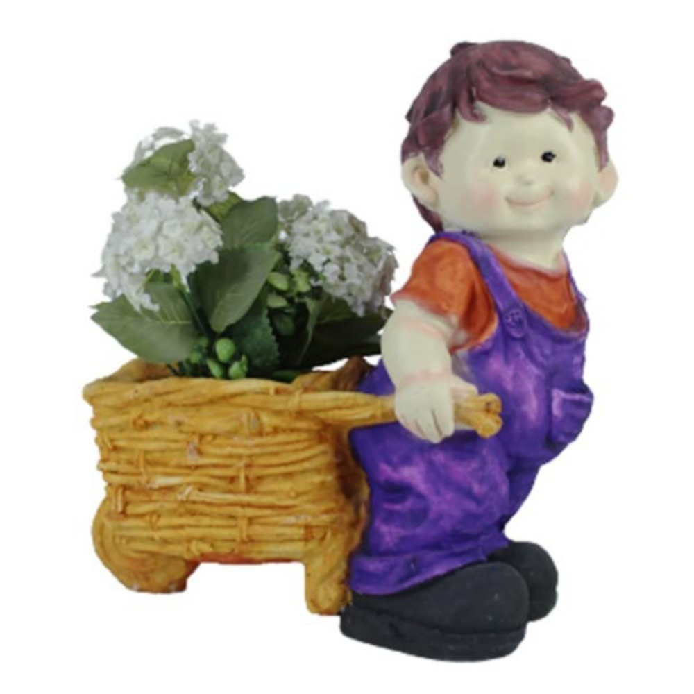 Boy Holding Cart Planter