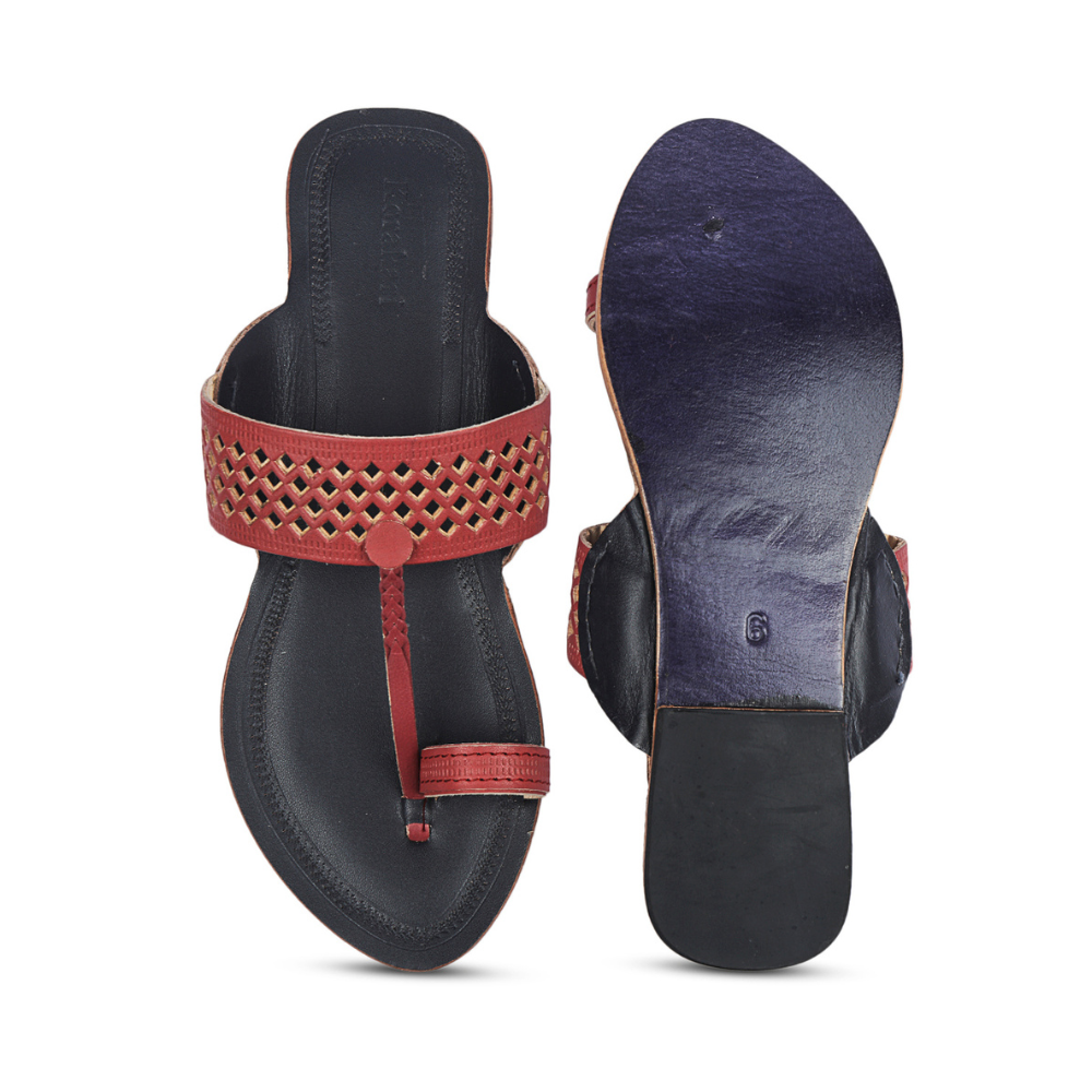 
                  
                    Korakori Red & Blue Kolhapuri Slippers
                  
                