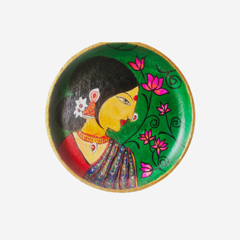 
                  
                    Hand-painted Wooden Plate with Lotus and Women
                  
                