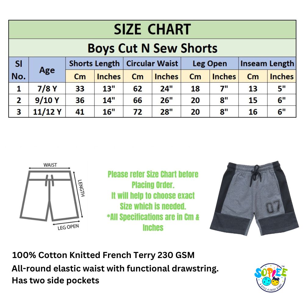 
                  
                    Boys Cut N Sew Cotton Knitted French Terry Shorts
                  
                