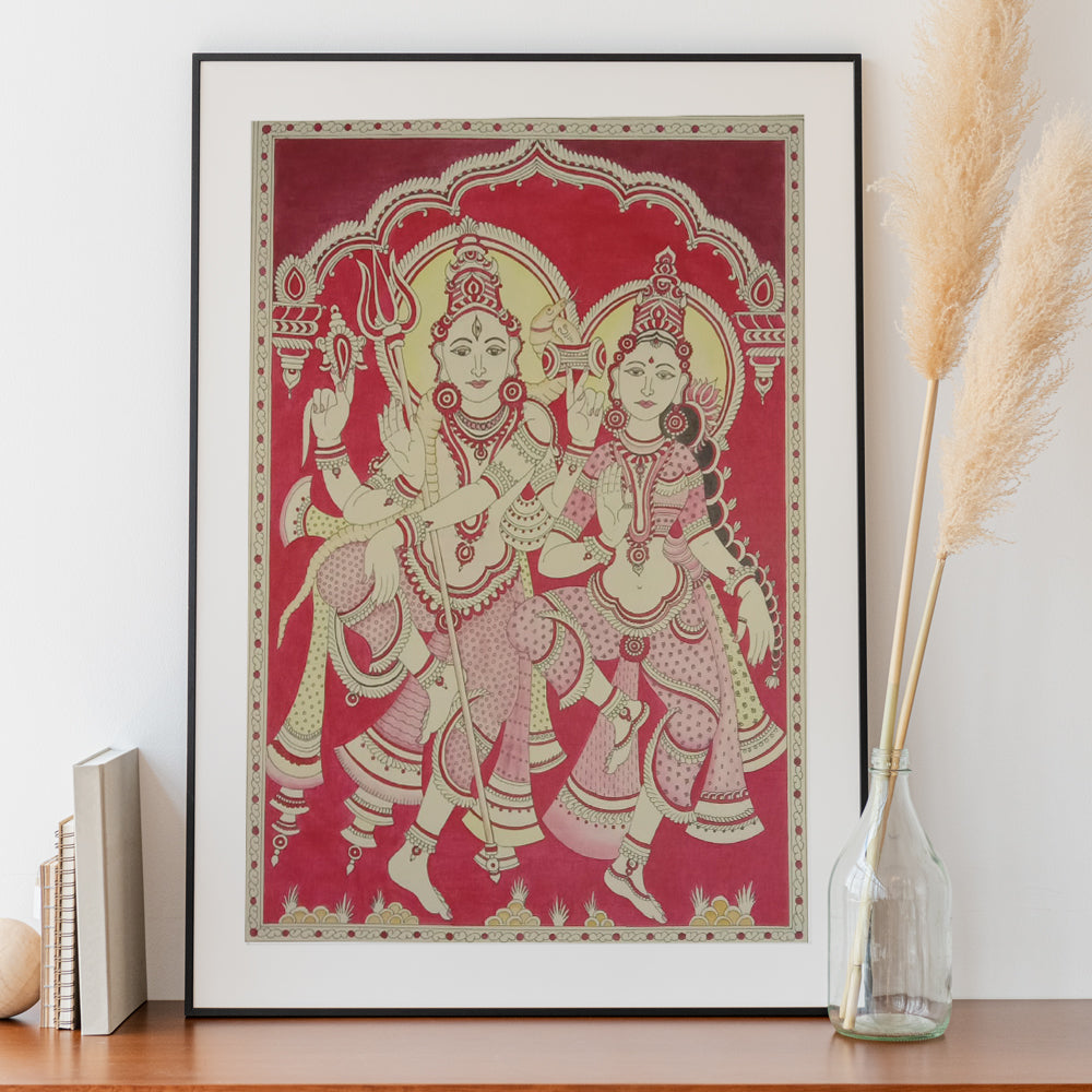 
                  
                    Handmade Kalamkari Shiva and Parvati Painting
                  
                