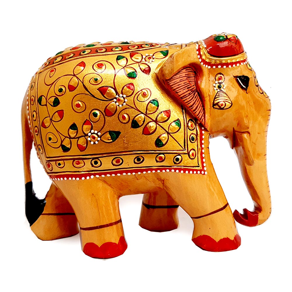 Wooden Elephant Embossed Painting