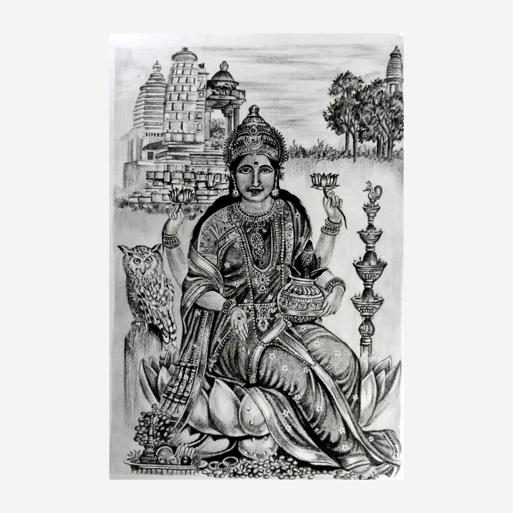 
                  
                    Goddess Lakshmi Devi Pencil Drawing
                  
                
