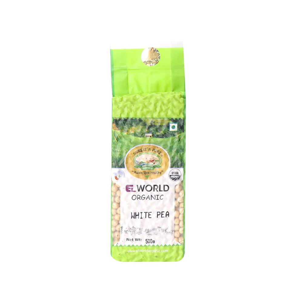 Elworld Organic White Peas (500g x 4) - Pack of 4