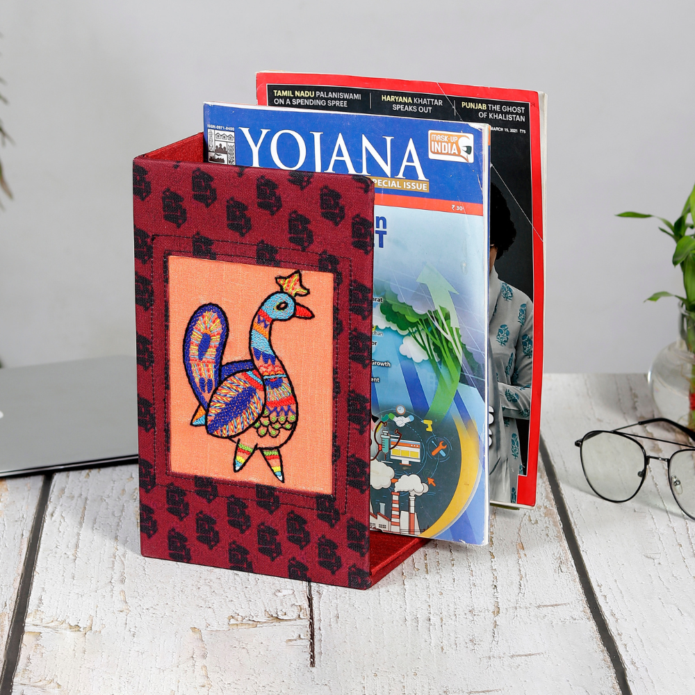 Indha Hand-Embroidered Bird Book Case