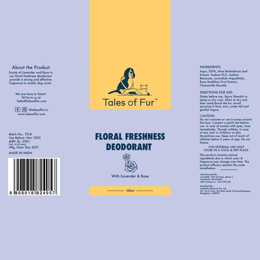 
                  
                    Floral Freshness Deodorant for Dogs & Cats (100ml)
                  
                