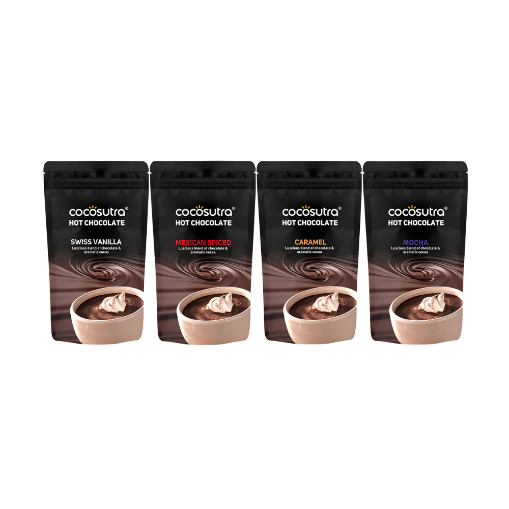 Hot Chocolate Combo - Swiss Vanilla, Mocha, Caramel & Hazelnut Flavoured - Pack of 4 (400g)