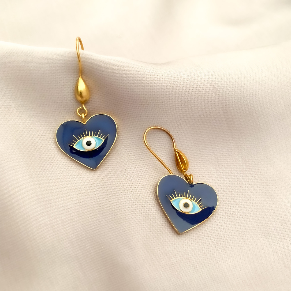 Heart Evil Eye Earrings Kreate