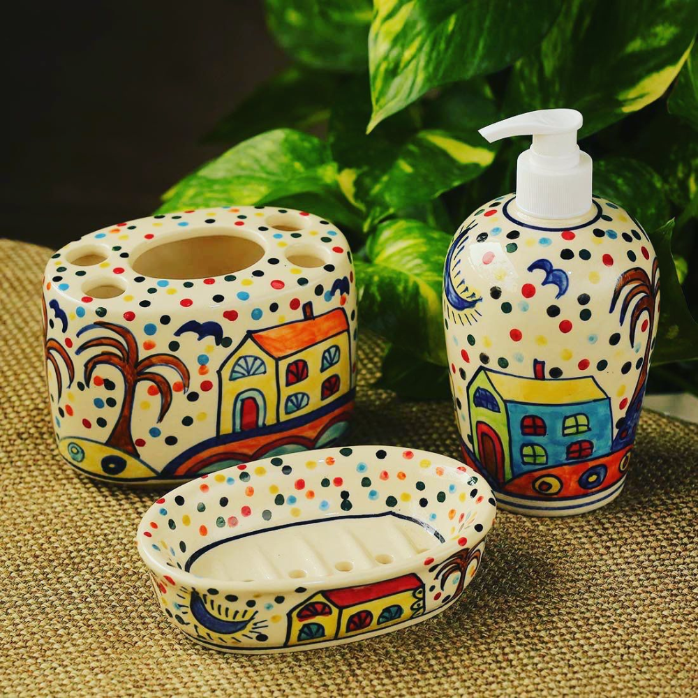 Ceramic Bathroom Accessories (Set of 3)