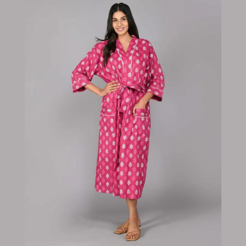 
                  
                    Floral Pattern Kimono Robe Long Bathrobe For Women (Pink)
                  
                