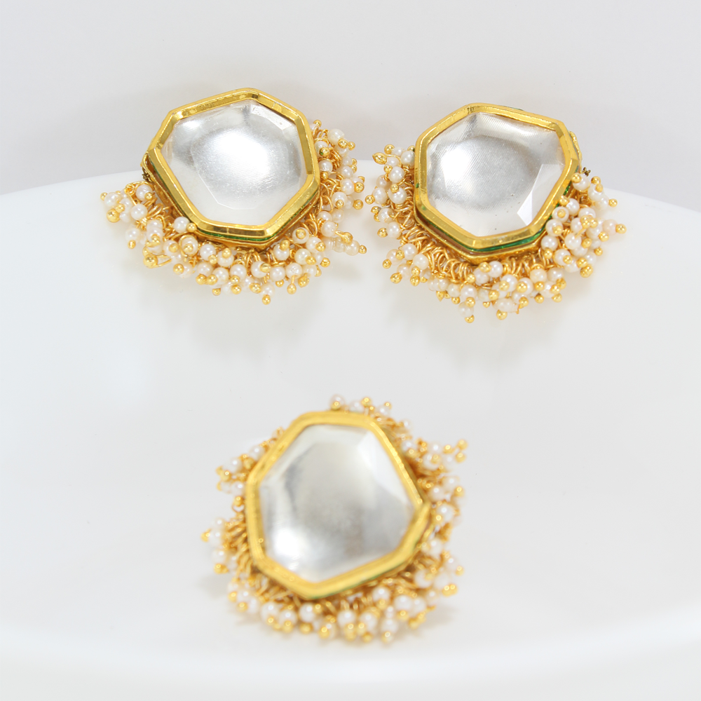 
                  
                    Kundan Earring & Ring Set
                  
                