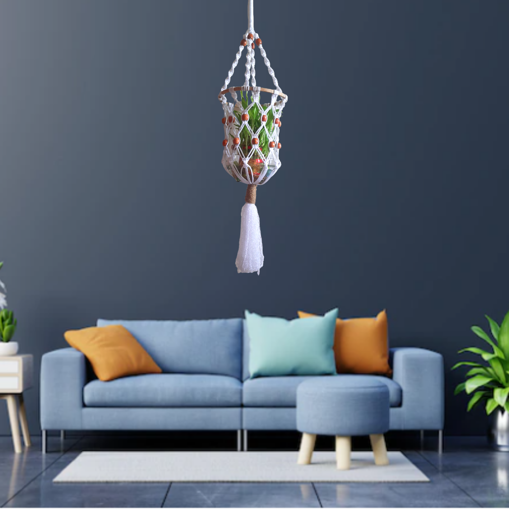 Macrame Hanging Planter Cum Lampshade