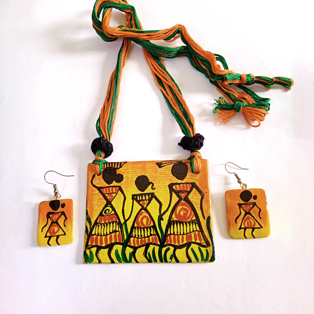
                  
                    Handpainted Tribal Jewelry Set (Necklace & Earrings)
                  
                