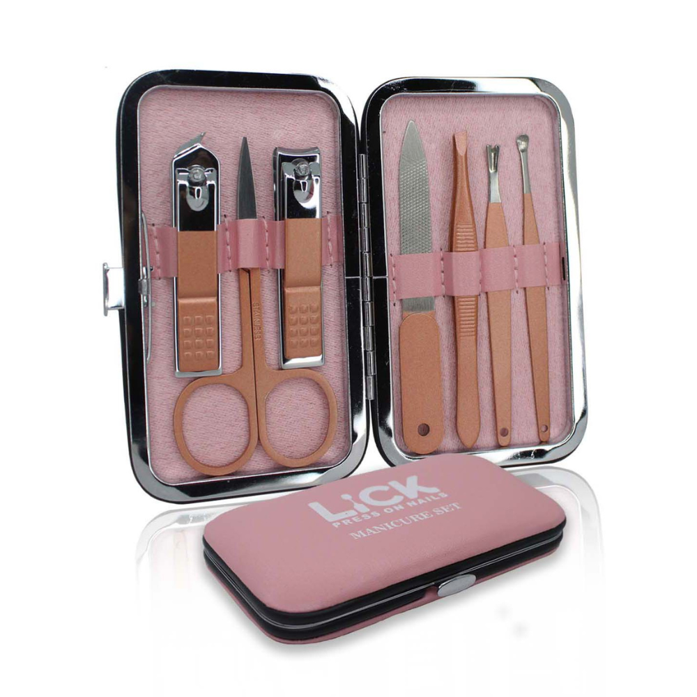 7-in-1 Rose Gold Stainless Steel Mini Manicure Pedicure Grooming Kit With Case
