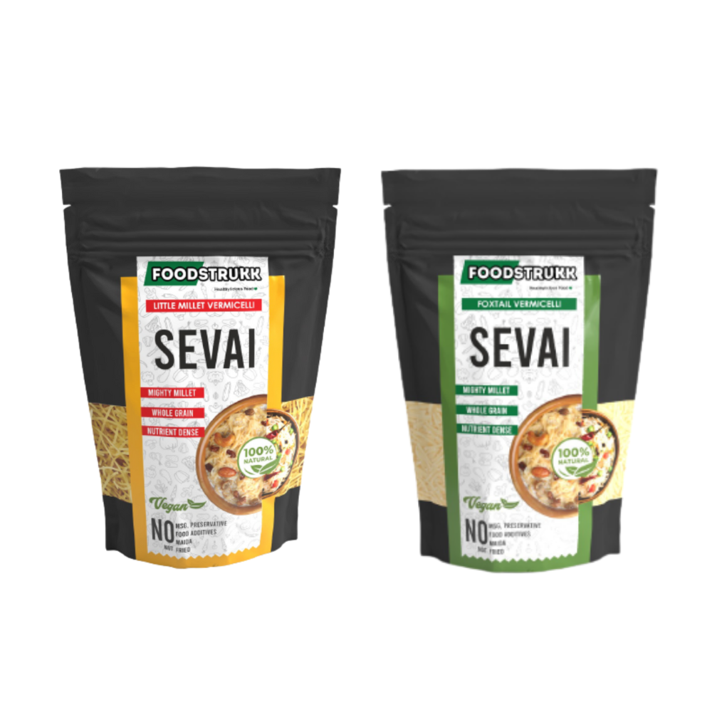 
                  
                    Foodstrukk Healthy Millet Sevai Combo (Little Millet, Foxtail) (200g x 2, 400g)
                  
                