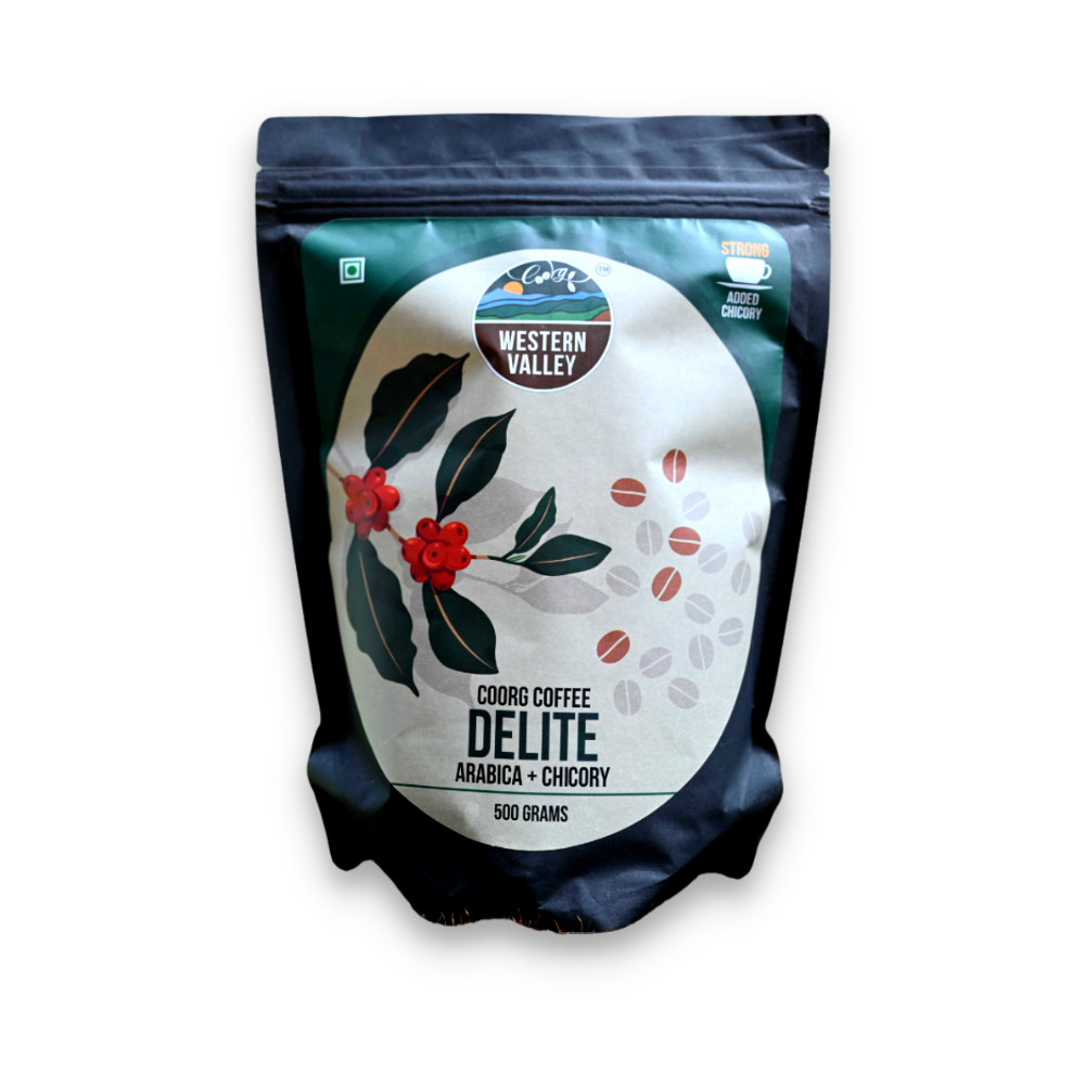 
                  
                    Western Valley Blended Coorg Coffee Delite Coffee – Arabica + Chicory Blend (500g) - Kreate
                  
                