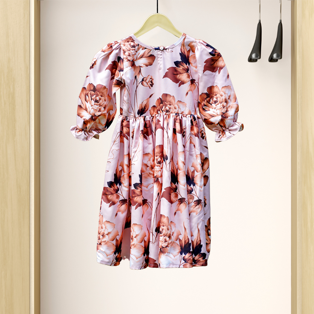 Floral Print Puffed Sleeve Dress
