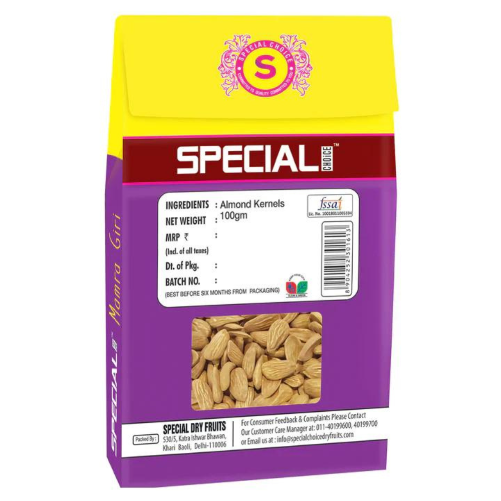 
                  
                    Special Choice Mamra Giri (Almond Kernels) Vacuum Pack (100g)
                  
                