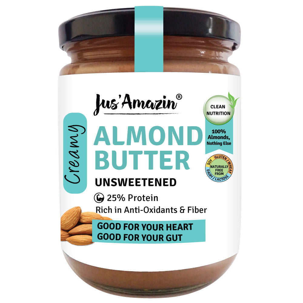 Jus Amazin Creamy Almond Butter - Unsweetened (500g)