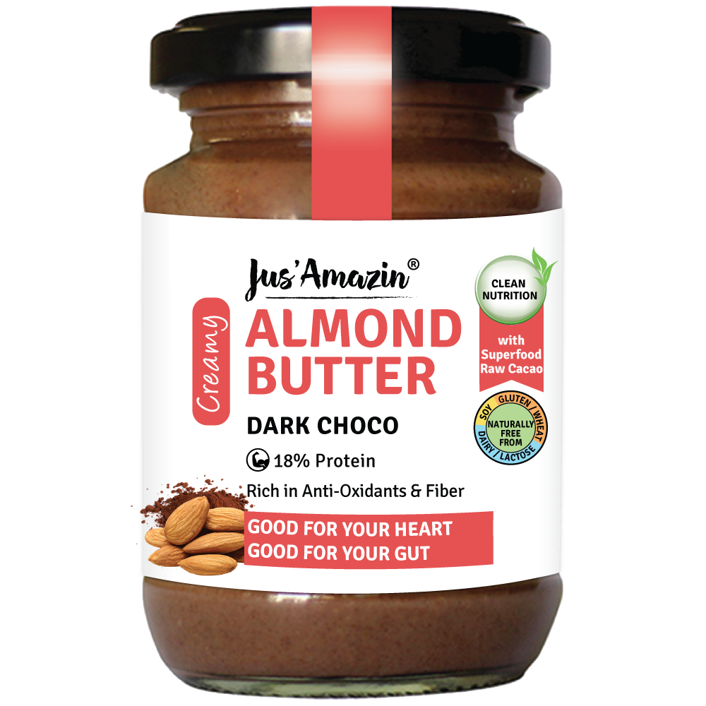 
                  
                    Jus Amazin Creamy Almond Butter – Dark Chocolate (125g)
                  
                