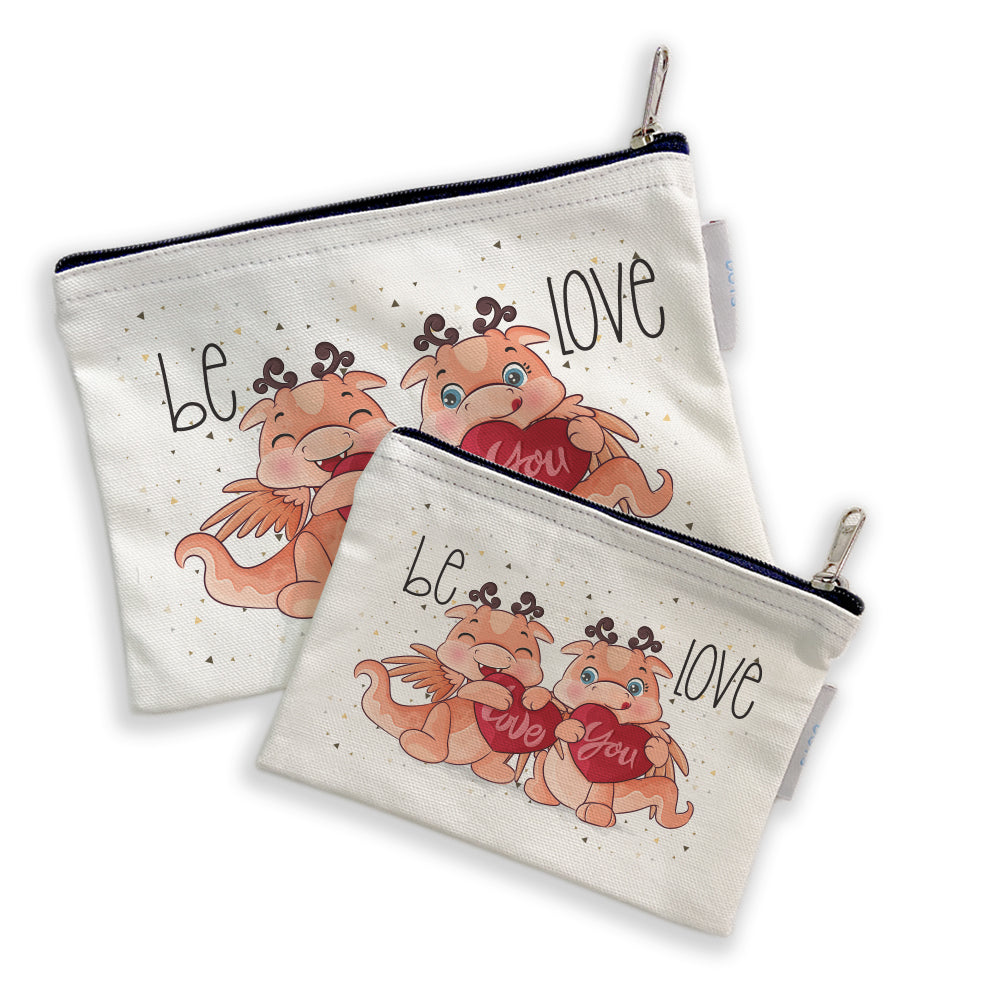 
                  
                    Thousand Dots Cute Dragons Printed Canvas Pouches with Zipper (Set of 2)
                  
                