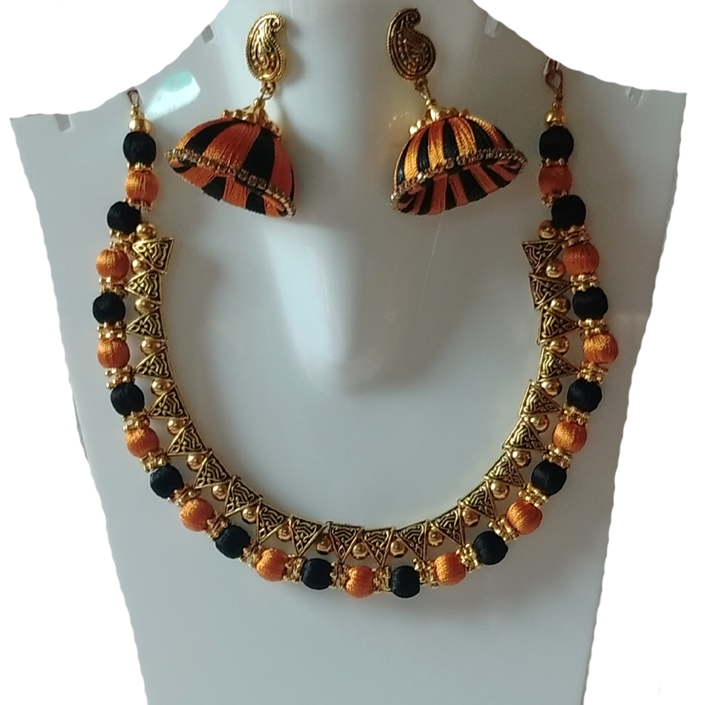 Silk thread jewellery set online shopping deals
