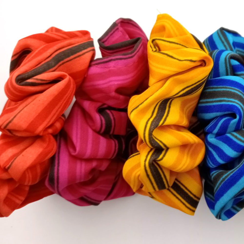 Women's Synthetic Cotton Strip Scrunchies (Pack of 12)