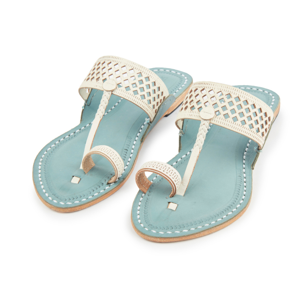 Korakori White Diamonds in the Sky Kolhapuri Slippers