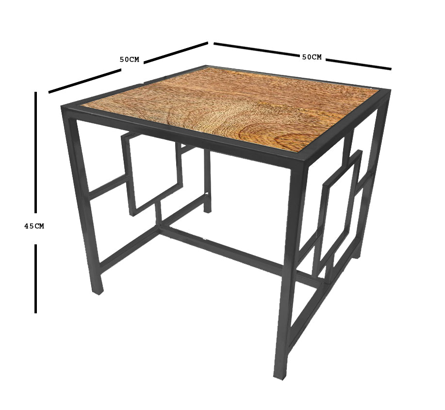 Iron Coffee Table With Mango Wood Top