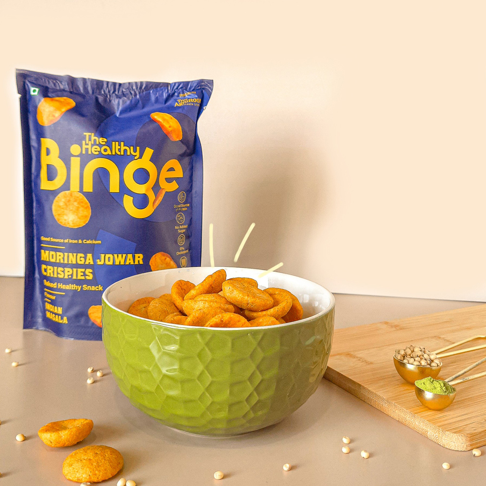 
                  
                    The Healthy Binge Moringa Jowar Crispies - Pack of 9 (40g)
                  
                