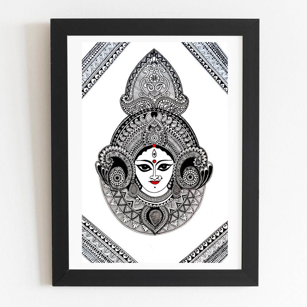 Hindu Goddess Durga Drawing Stock Images