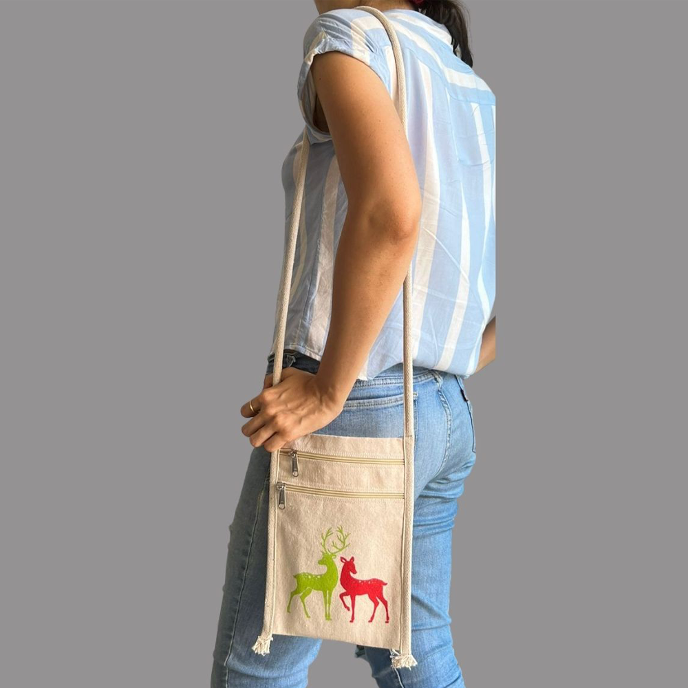 
                  
                    Ecotrendy Canvas Sling Bag with Deer Print
                  
                