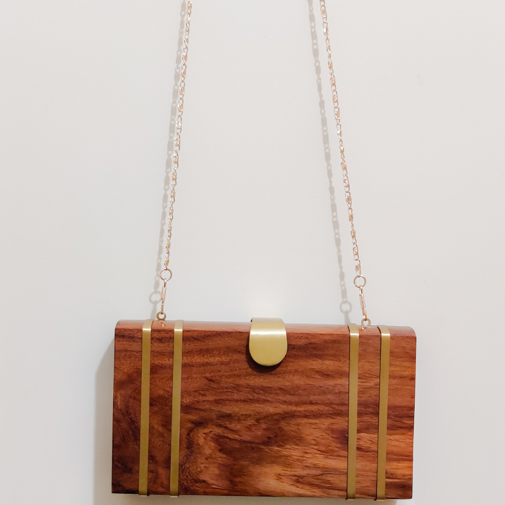 Wooden Clutch Sling Bag
