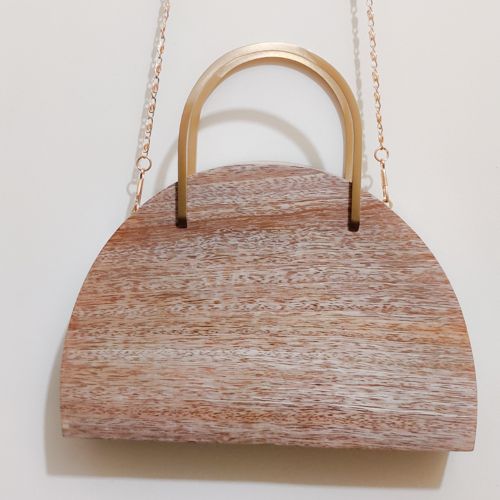 Wooden top clutch purse