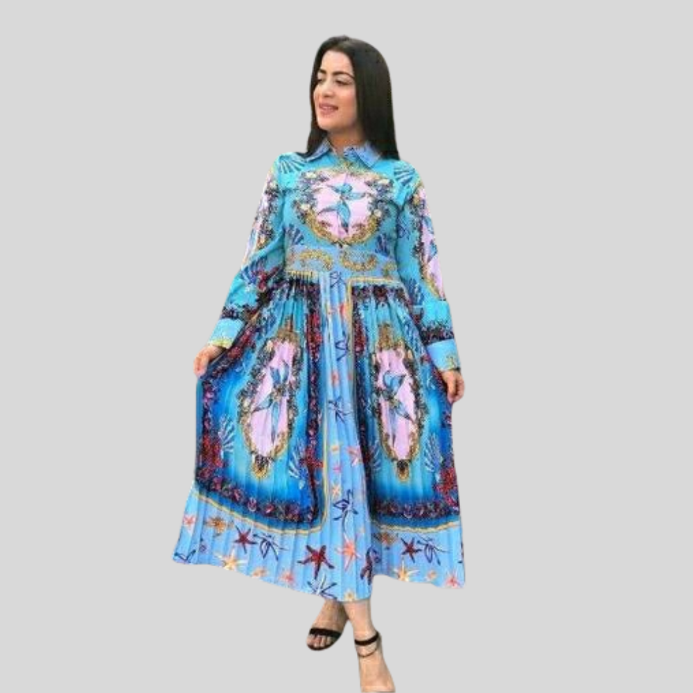 
                  
                    Long Multicoloured Pleated Dress
                  
                