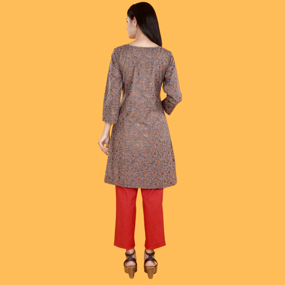 
                  
                    Miravi A Line Gold Print Kurti
                  
                