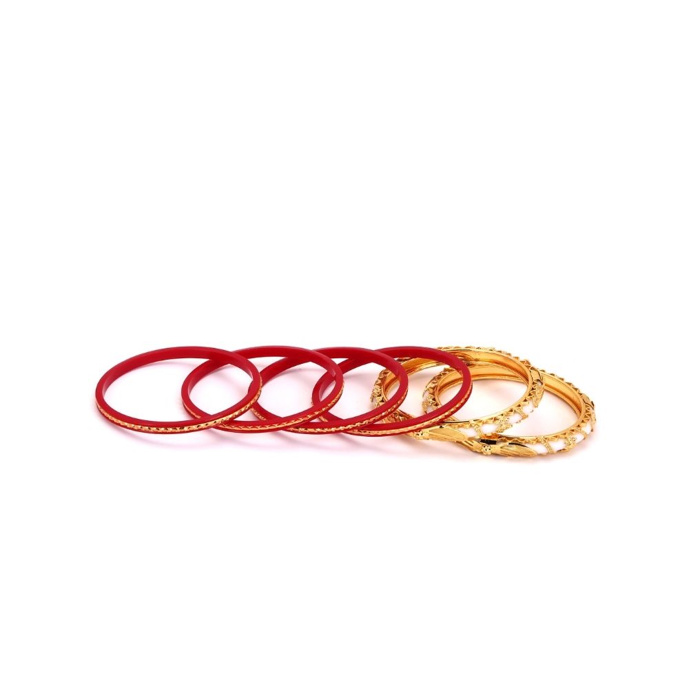 
                  
                    Micro Gold Plated Shakha Pola Bangles (Set of 6)
                  
                