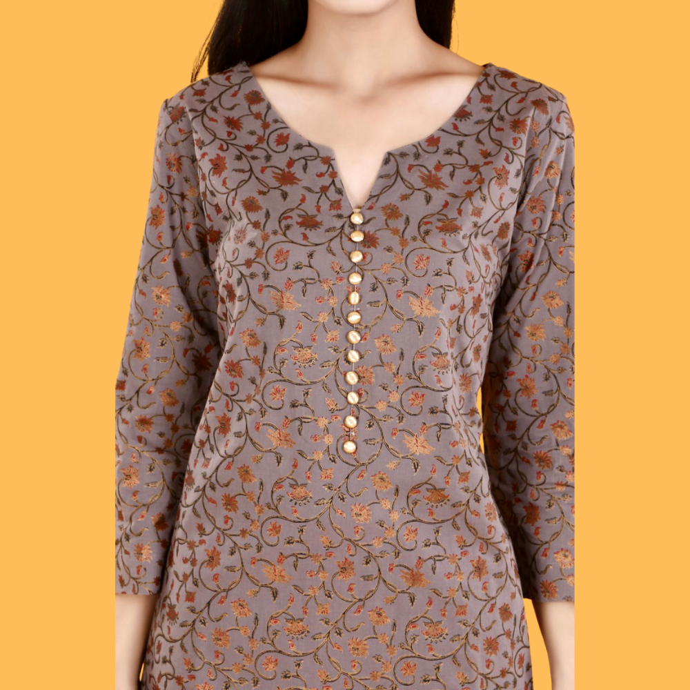 
                  
                    Miravi A Line Gold Print Kurti
                  
                