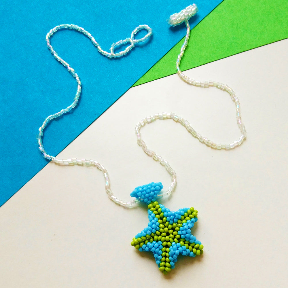 3D Pastel Blue Starfish Pendant with chain