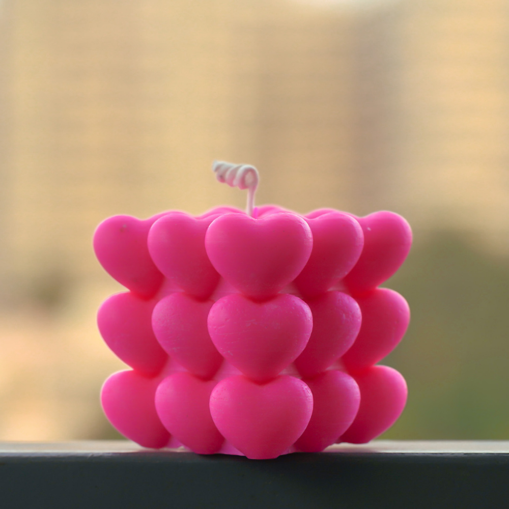 Hearts Cube Candle - Kreate